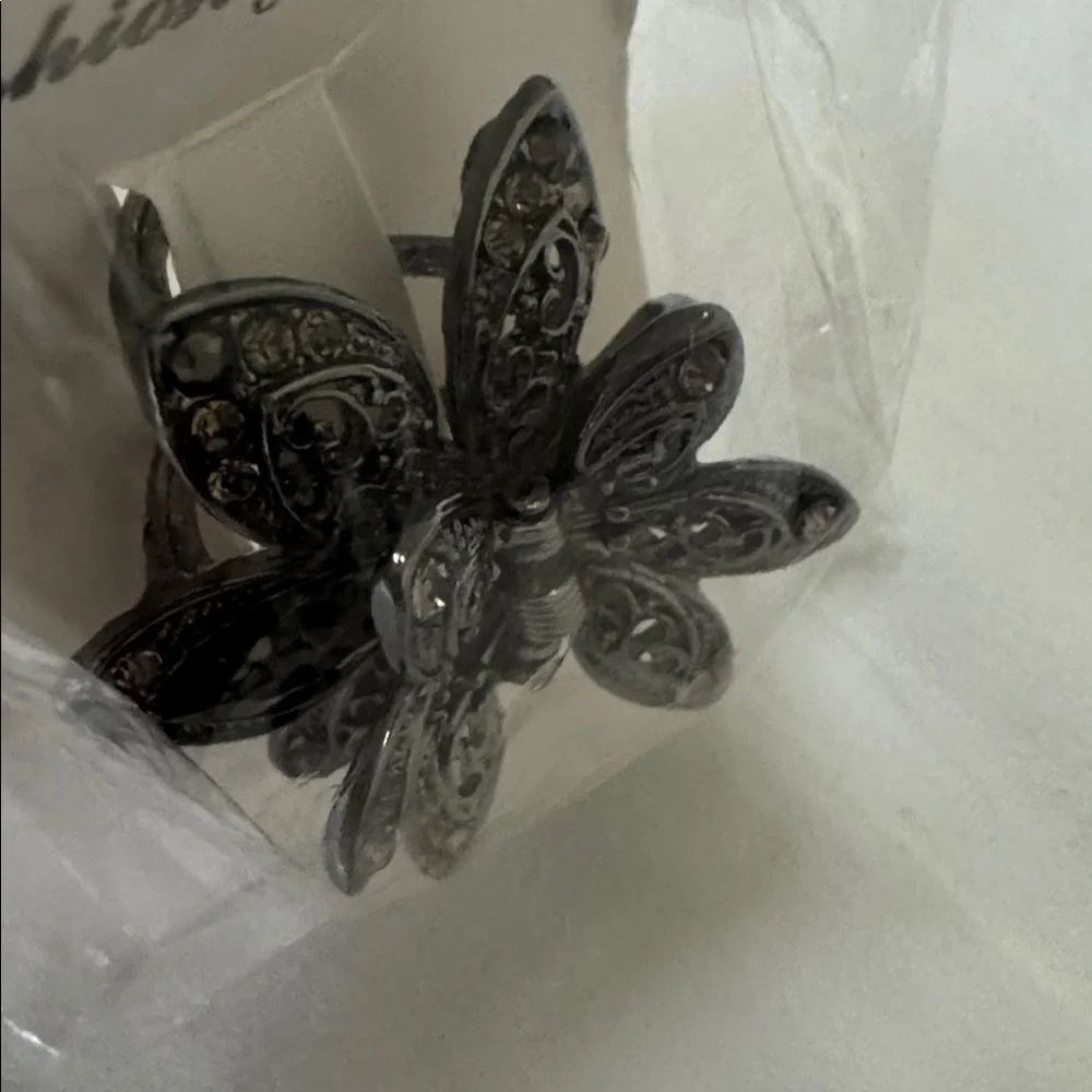 NEW! JAW CLAW HAIR CLIP RHINESTONES 1 1/2” STRONG ALLOY Gunmetal UPDO ACCESSORY